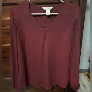 White House Black Market Burgundy Women’s Blouse